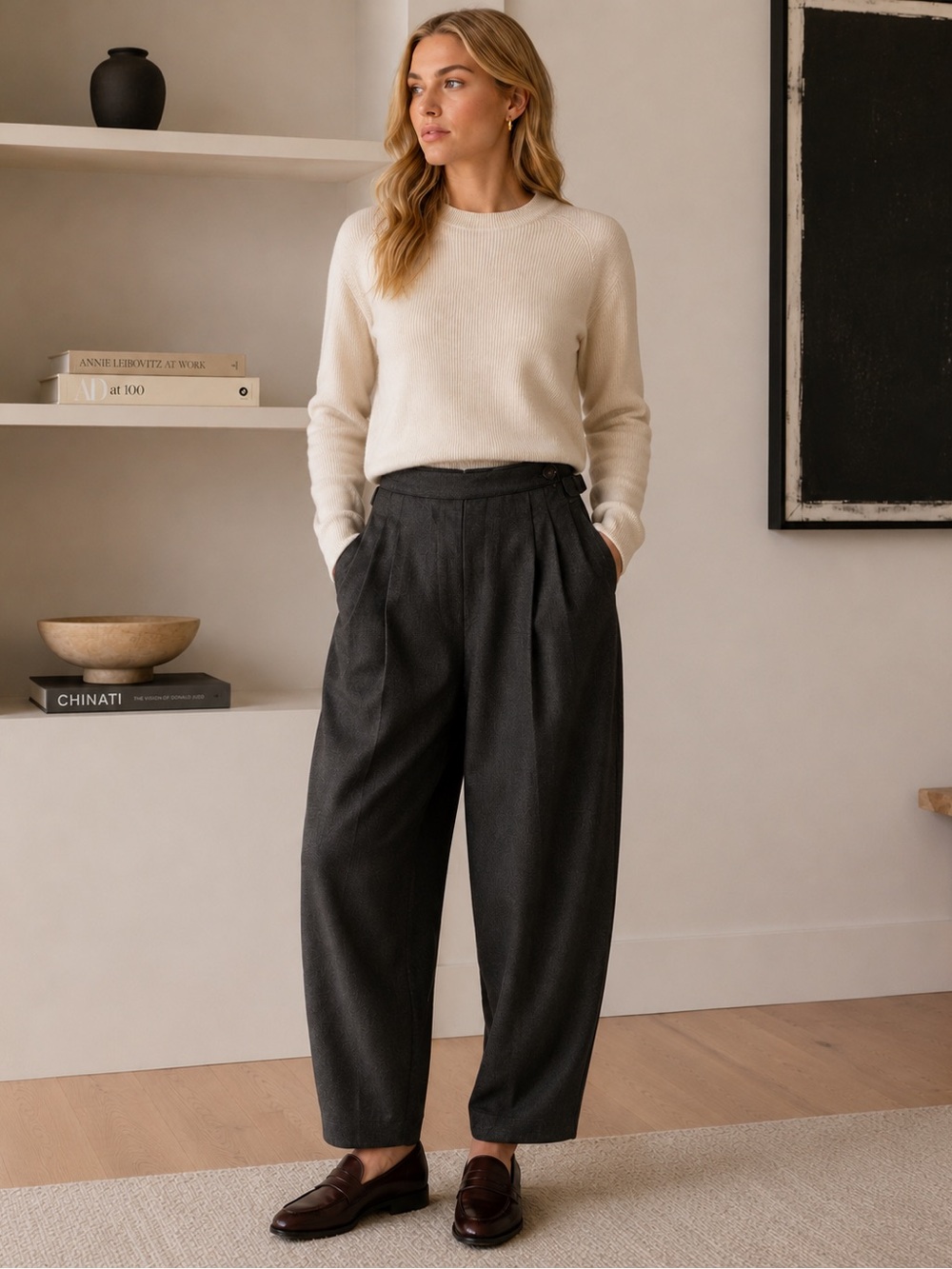 Four Objects The Trouser RWS Virgin Wool Barrel Leg Pants 04.05.V1 S4/30 | Sz 12